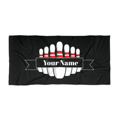 Custom Bowling Pin Banner Beach Towel